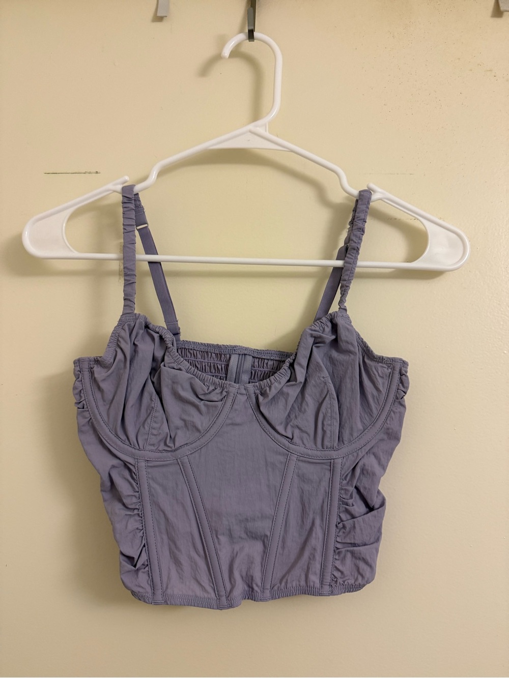 Lavender Ruched Bustier Crop Top - Women